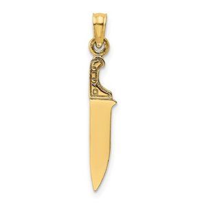 14k Yellow Gold 3-D Polished Butcher Knife charm pendant Chef Culinary gift idea